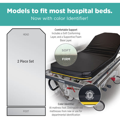 Stryker L & D 1060 - 4 Standard Stretcher Pad with Color Identifier (26w) - mattress