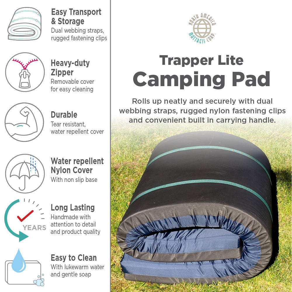 Trapper Lite Bed 4 Sports Camping Foam Sleep Pad with Nylon Cover - North  America Mattress Corp.